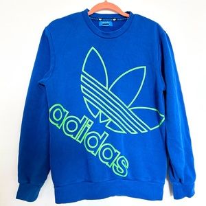 Adidas Crew Fall Sweater Blue Green Graphic 2013 Embroidered Detail Men’s Sz S
